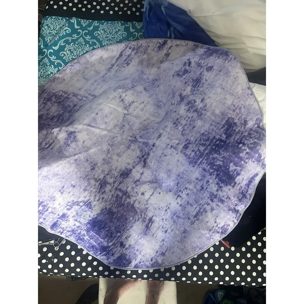 Round 6ft Abstract Purple Area Rug Modern Washable Circle Non-Slip Floor Mat New